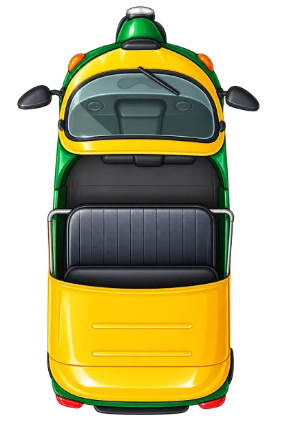Electric auto-rickshaw viewed from above