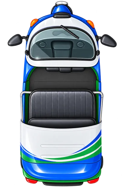 Electric rickshaw viewed from above