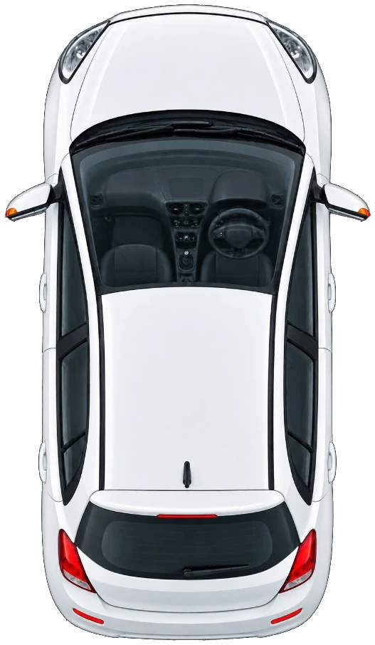 Economy hatchback viewed from above
